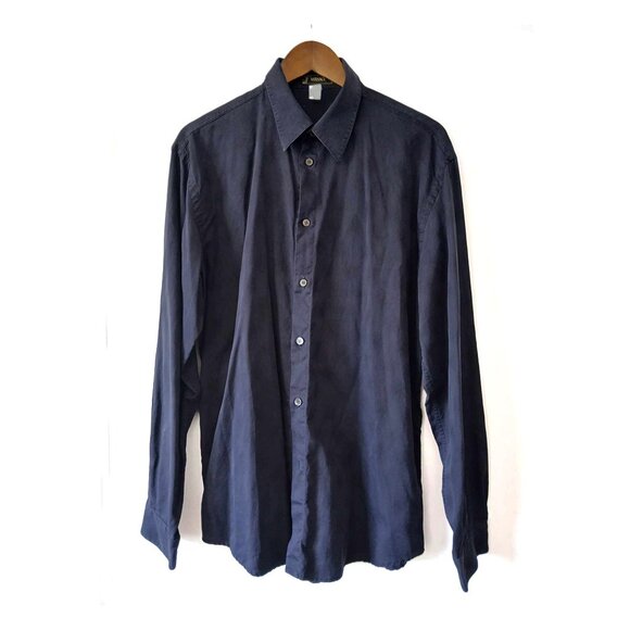 VERSACE - Textured navy shirt - Sz 52 - Picture 1 of 6